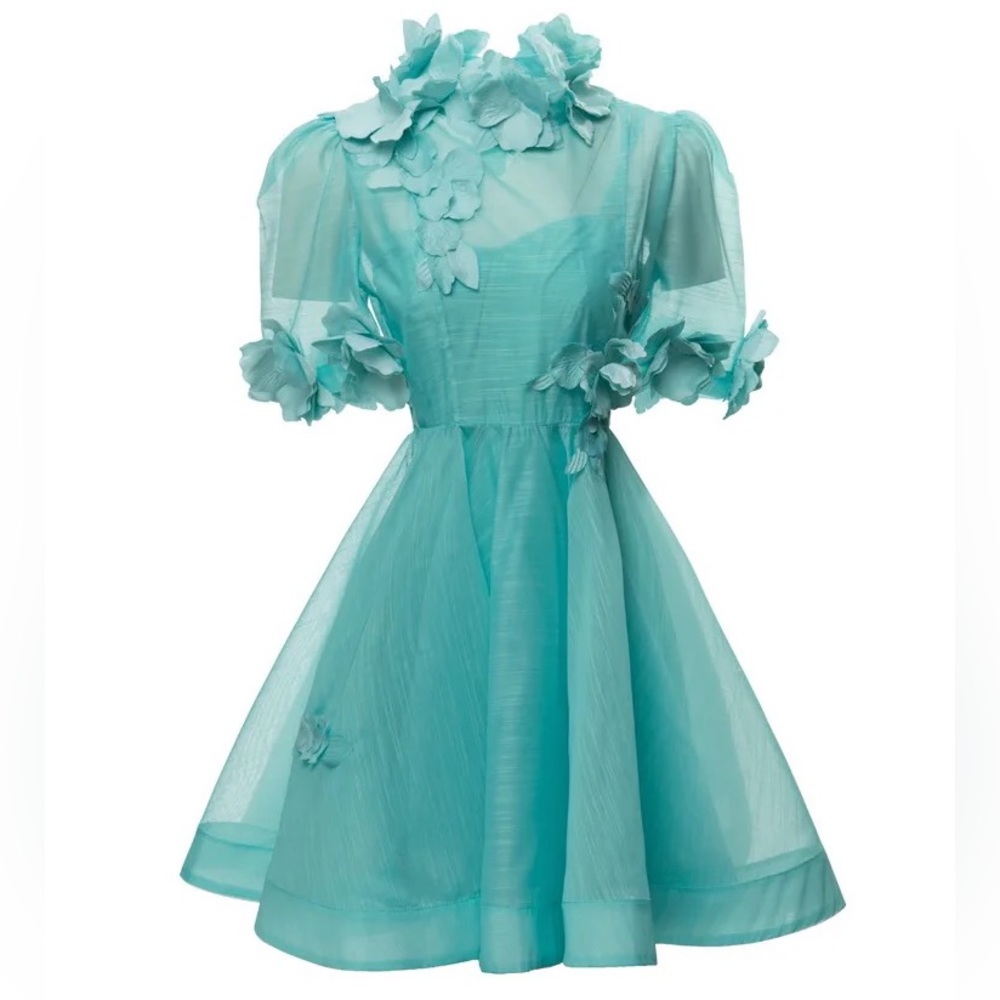 Floral Appliqué Mini Dress